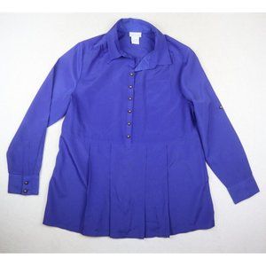 Soft Surroundings Women's Blue Button-Up Top Size Large
